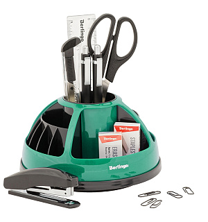 Настольный органайзер Berlingo "BR", 9 предметов, вращающийся, черный/зеленый
