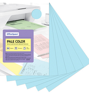 Бумага цветная OfficeSpace "Pale Color", A4, 80г/м², 100л., (голубой)