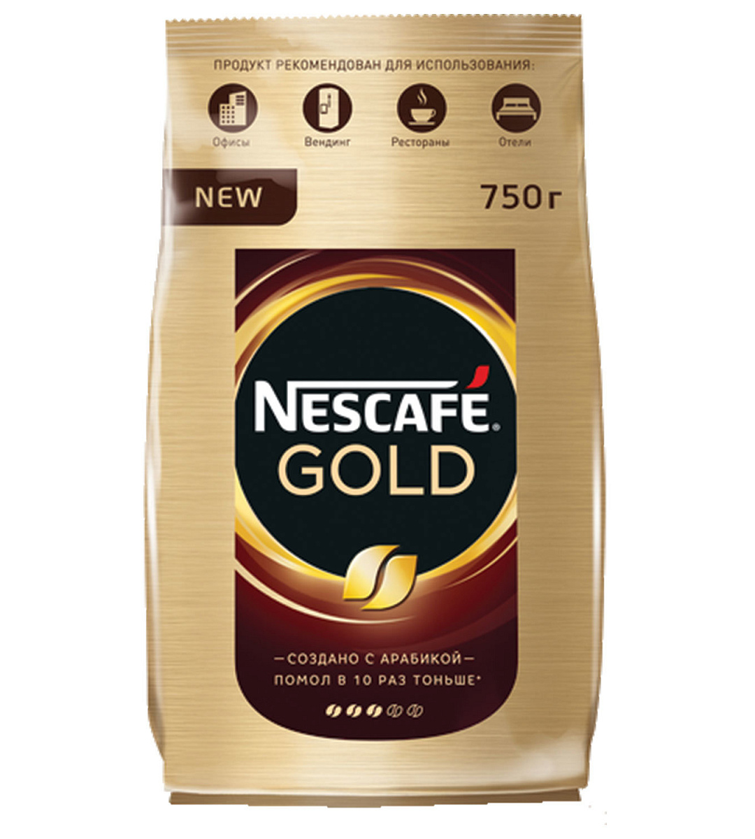 Кофе молотый в растворимом NESCAFE (Нескафе) "Gold", сублимированный, 750 г, мягкая упаковка, 01951, 12348310