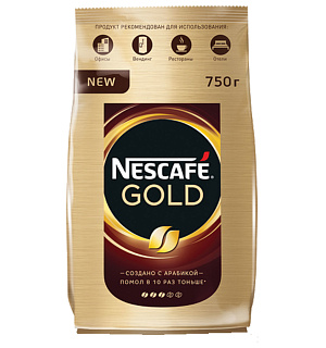 Кофе молотый в растворимом NESCAFE (Нескафе) "Gold", сублимированный, 750 г, мягкая упаковка, 01951, 12348310