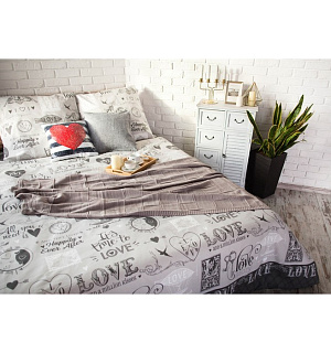 Постельное бельё "Этель" 1.5 сп Love 143*215 см, 150*214 см, 70*70 см -2 шт