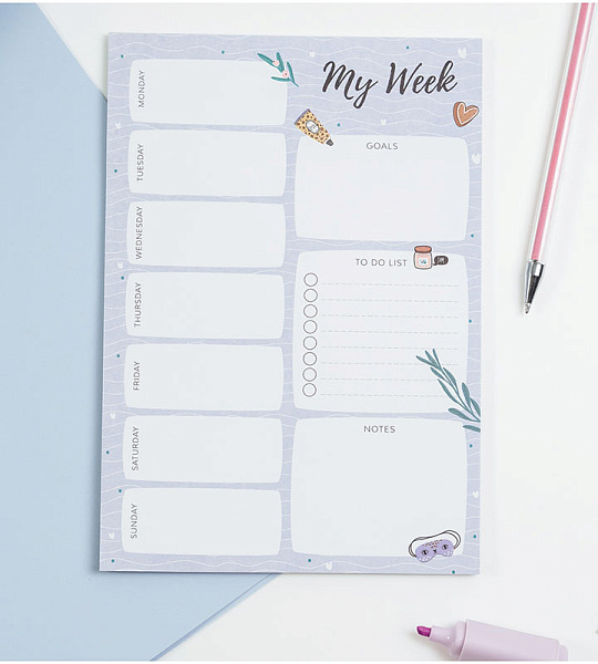 Планер на неделю MESHU 148*210мм (А5), 30л., "Sweet jam", на склейке