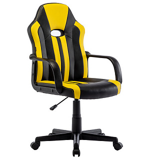 Кресло компьютерное BRABIX "Stripe GM-202", экокожа, черное/желтое, 532510