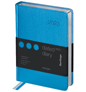 Ежедневник датированный 2023г., А6, 184л., кожзам, Berlingo "Starlight", сер. срез, голубой