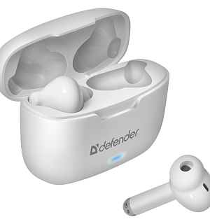 Наушники с микрофоном беспроводные Defender Twins 903, TWS, разъем 8-pin (lightning), белый