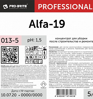 Профхим послестрой кисл д/удал цемента,затирок,ржав Pro-Brite/ALFA-19,5л