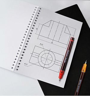 Рапидограф Rotring 0,18мм, пластик. корпус, картридж с чернилами