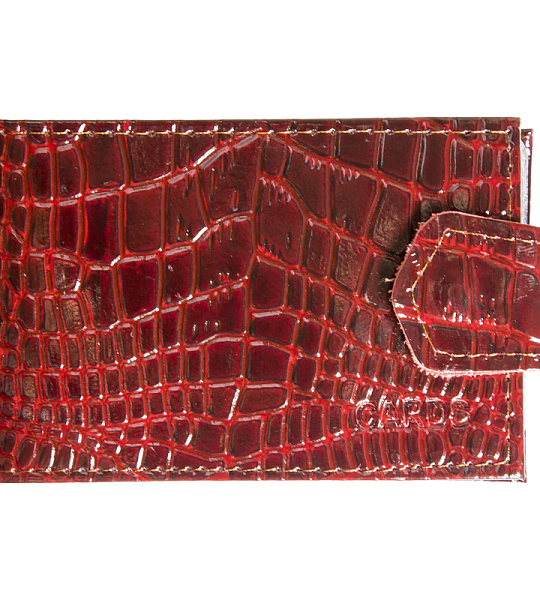 Кредитница OfficeSpace на 18 карт с кнопкой, кожа тип 1.1, крокодил лак, бордо, горизонтальная