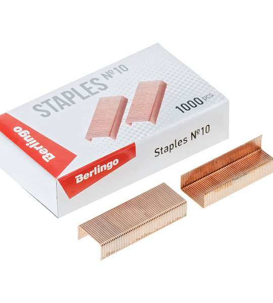 Скобы для степлера №10 Berlingo, медные, 1000шт.
