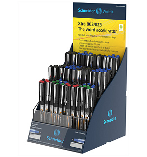 Ручка-роллер Schneider "Xtra 803/823" ассорти, 0,5мм, одноразовая, дисплей