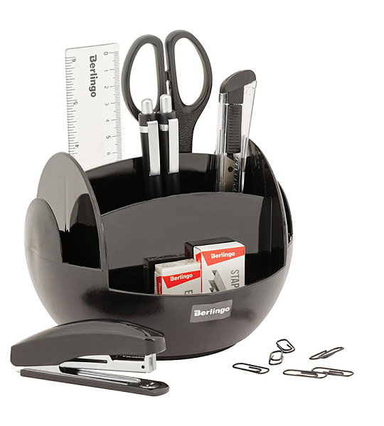 Настольный органайзер Berlingo "FR", 9 предметов, вращающийся, черный
