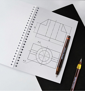 Набор изографов Rotring 0,25/0,35/0,5мм, мех. карандаш 0,5мм, грифели, ластик, насадка для циркуля