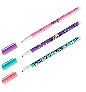 Ручка гелевая стираемая MESHU "Panda Team" синяя, 0,5мм, корпус ассорти