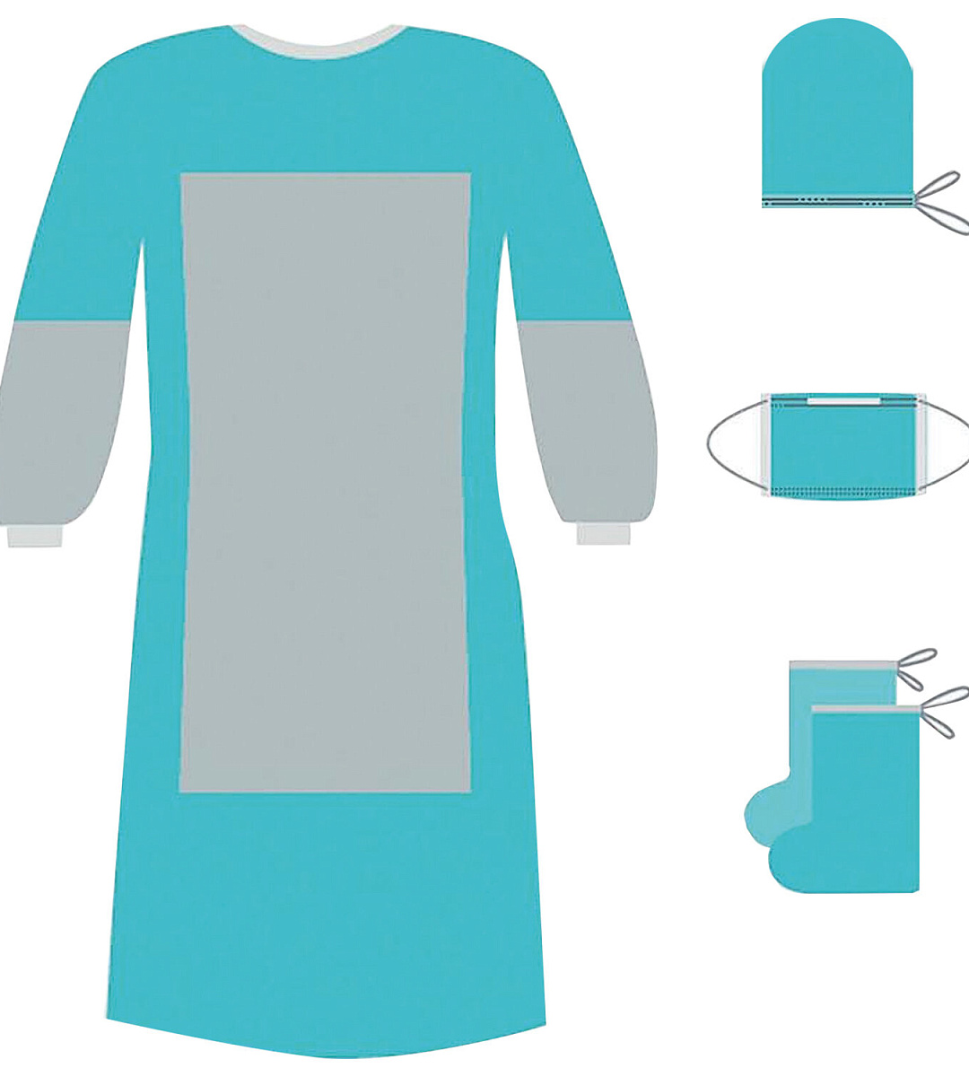 Комплект одноразовой одежды для хирурга КХ-02 с усиленной защитой ГЕКСА стерильный, 4 предмета