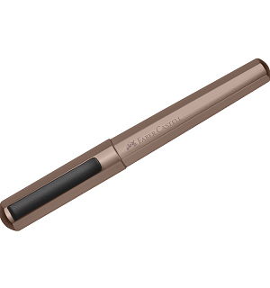 Ручка-роллер Faber-Castell "Hexo" черная, 0,7мм, шестигран., бронзовый корпус, инд. карт. упаковка