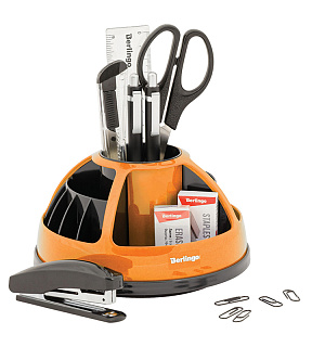 Настольный органайзер Berlingo "BR", 9 предметов, вращающийся, черный/оранжевый