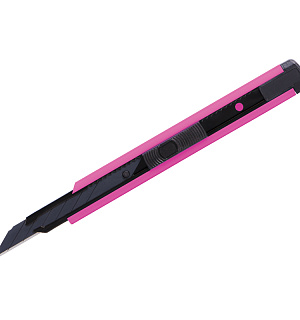 Нож канцелярский 9мм Berlingo "Color Zone", черное лезвие, auto-lock, металл. направл., розовый, европодвес