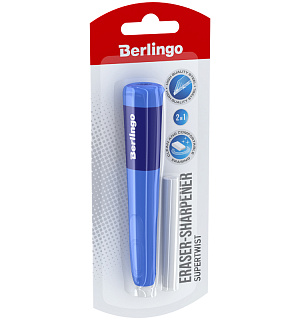 Точилка пластиковая с ластиком Berlingo "Supertwist" 1 отверстие, блистер, ассорти
