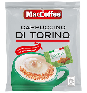 Кофе растворимый MacCoffee "Cappuccino di Torino с корицей", КОМПЛЕКТ 20 пакетиков по 25 г, 102156