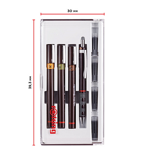 Набор изографов Rotring 0,2/0,3/0,5мм, мех. карандаш 0,5мм, чернила