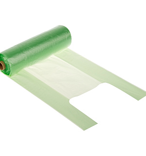 Пакет-майка OfficeClean, ПНД, 28+14*50см, 12мкм, рулон на втулке, 200шт., зеленый