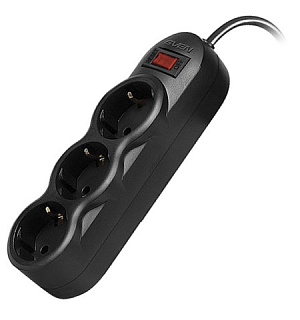 Сетевой фильтр SVEN SF-03L, 3 розетки, 3 м, черный, SV-015039