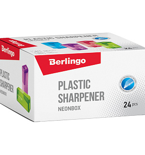 Точилка пластиковая Berlingo "NeonBox" 1 отверстие, контейнер, ассорти