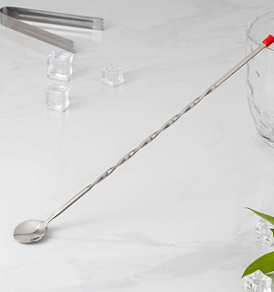 Ложка барная с мадлером, 33,5 см, цвет серебро