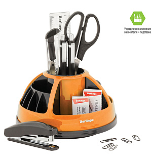 Настольный органайзер Berlingo "BR", 9 предметов, вращающийся, черный/оранжевый