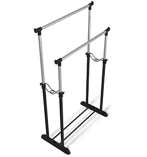 Вешалка напольная гардеробная Sheffilton SHT-WR4150, 1660 (890)*860*440мм, регулируемая, металл хром, пластик черный, 2 штанги, В1-70