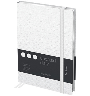 Ежедневник недатированный, А5, 136л., кожзам, Berlingo "DoubleWhite", серебряный срез, с резинкой, белый, с рисунком