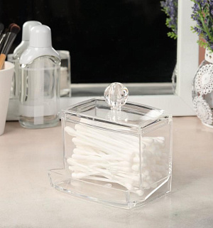 Органайзер для хранения ватных палочек, 9 × 10 × 7 см, цвет прозрачный