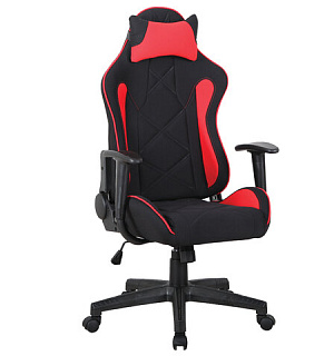 Кресло компьютерное BRABIX "GT Racer GM-101", подушка, ткань, черное/красное, 531820