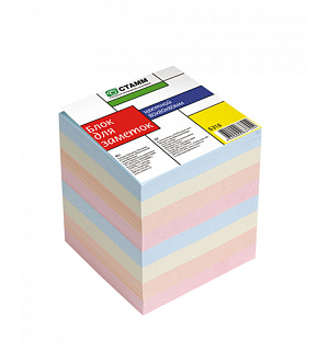 Блок для записей СТАММ "Basic" 8*8*8см, цветной