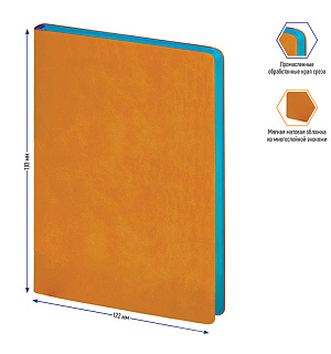 Ежедневник недатир. В6, 136л., кожзам, Berlingo "Fuze", цветной срез, оранжевый