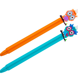 Ручка гелевая стираемая автоматическая MESHU "Owls" синяя, 0,5мм, корпус ассорти