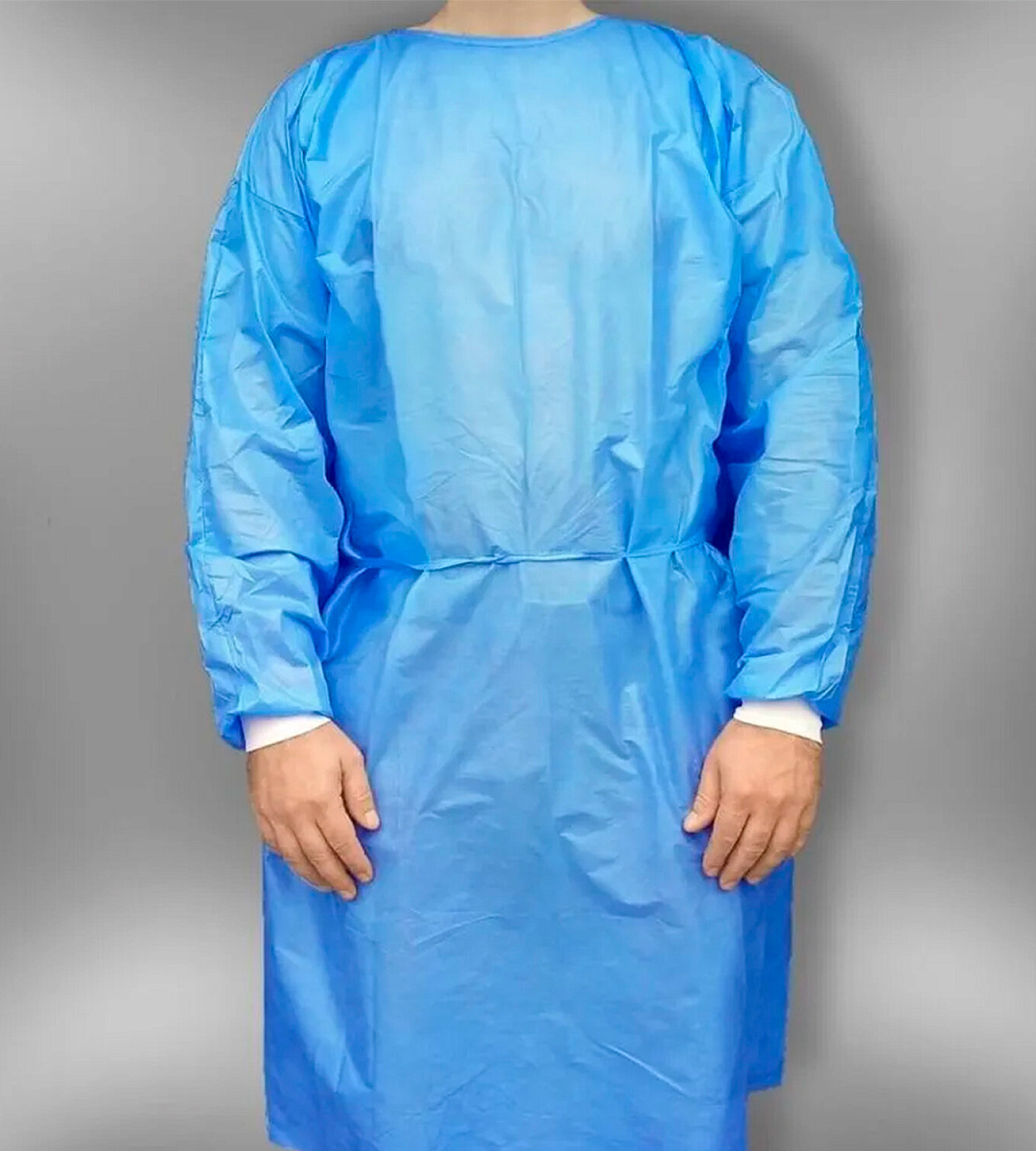 Халат хирургический нестерильный 140 см ГЕКСА, размер 52-54, рукав с манжетой, спанбонд 25 г/м2, голубой