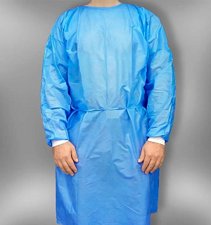 Халат хирургический нестерильный 140 см ГЕКСА, размер 52-54, рукав с манжетой, спанбонд 25 г/м2, голубой