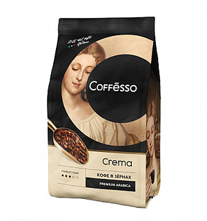 Кофе в зернах COFFESSO "Crema", 1000 г, вакуумная упаковка, 101214