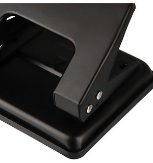 Дырокол OfficeSpace 20л., металлический, черный, с линейкой