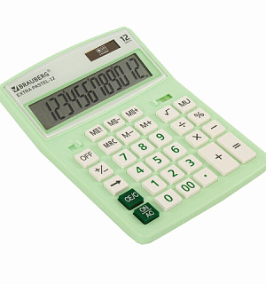 Калькулятор настольный BRAUBERG EXTRA PASTEL-12-LG (206x155 мм), 12 разрядов, двойное питание, МЯТНЫЙ, 250488