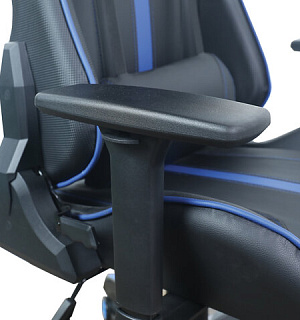 Кресло компьютерное BRABIX "GT Carbon GM-120", две подушки, экокожа, черное/синее, 531930