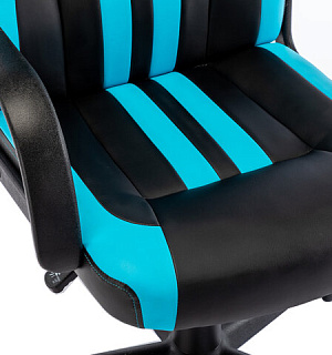 Кресло компьютерное "BRABIX Stripe GM-202", экокожа, черное/голубое, 532509