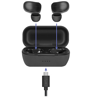 Наушники с микрофоном беспроводные Defender Twins 638, Bluetooth 5.0, разъем Micro-USB, черный