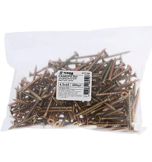 Саморезы универсальные ТУНДРА krep 4.5x45 мм, желтый цинк, 200 шт.