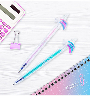 Ручка гелевая стираемая автоматическая MESHU "Cute Star" синяя, 0,5мм, корпус ассорти