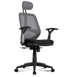 Кресло BRABIX "Saturn ER-400", с подголовником, комбинированное, черное/серое, 530871