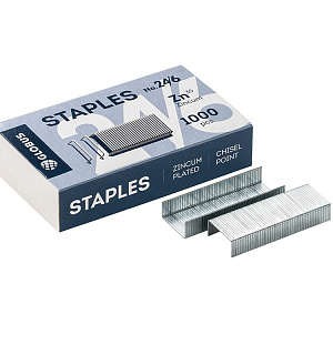 Скобы для степлера №24/6 Globus, оцинкованные, 1000шт.