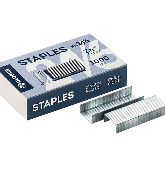 Скобы для степлера №24/6 Globus, оцинкованные, 1000шт.