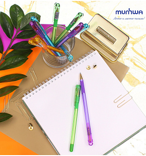 Ручка шариковая MunHwa "MC Gold LE" синяя, 0,5мм, грип, штрих-код, корпус ассорти